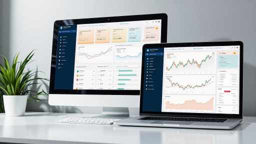 企业管理系统界面截图，现代化仪表板设计，多个数据图表显示，蓝色主题色彩，专业商务风格